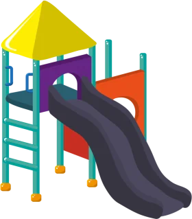 Colorful Geometric Playground Slide Clipart with Playful Structural Design