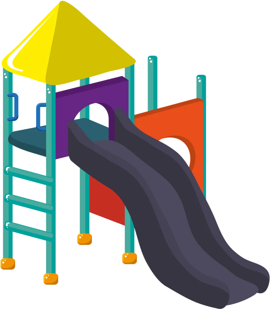 Colorful Geometric Playground Slide Clipart with Playful Structural Design