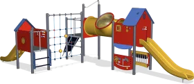 Colorful Modular Children's Playground Clipart with Climbing Structures and Slides