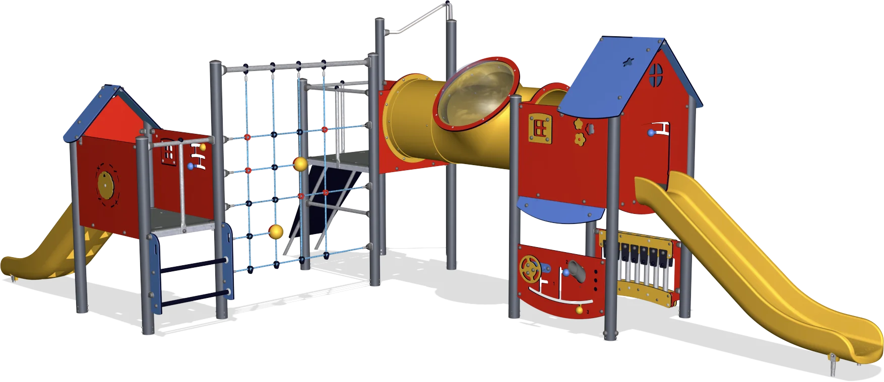 Colorful Modular Children's Playground Clipart with Climbing Structures and Slides