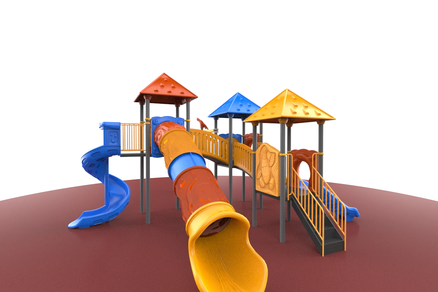 Colorful Outdoor Children's Playground Clipart with Sliding Tubes and Platforms