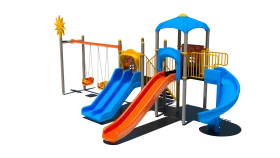 Colorful Playground Clipart with Exciting Slides and Swing Structures