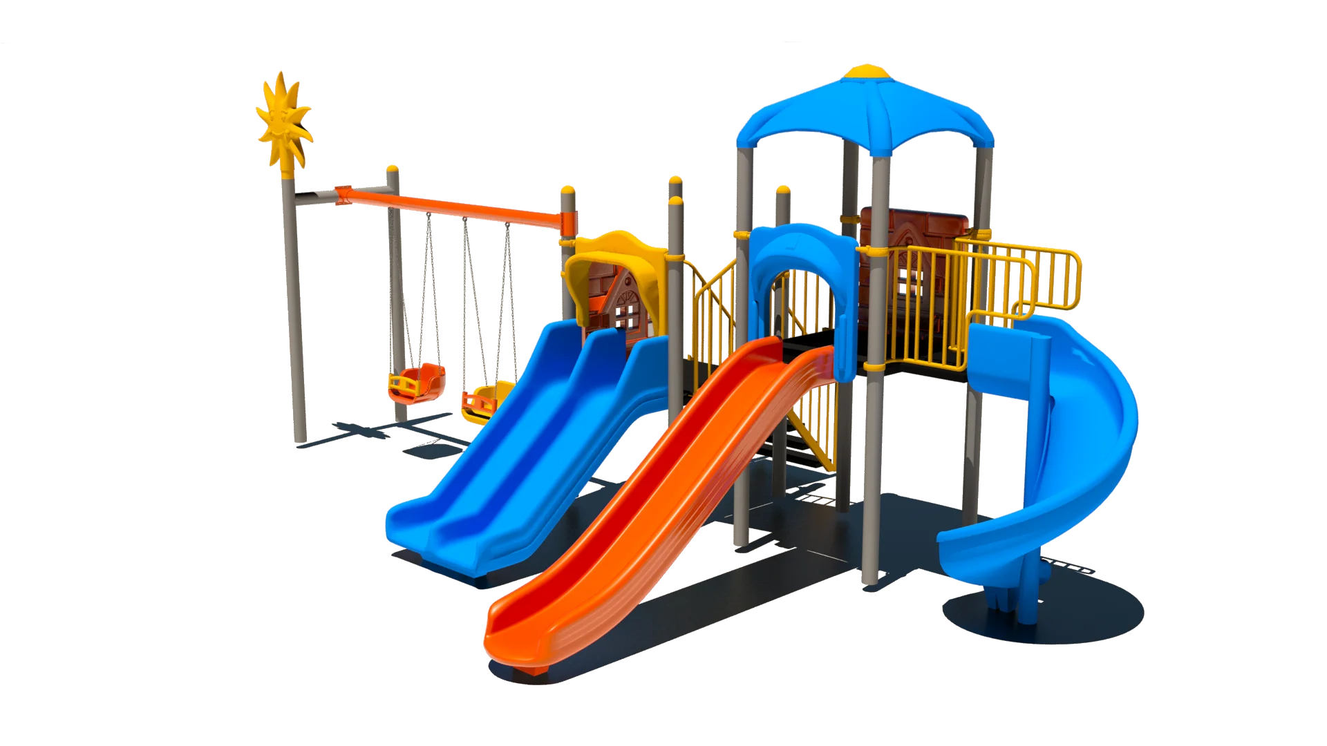 Colorful Playground Clipart with Exciting Slides and Swing Structures