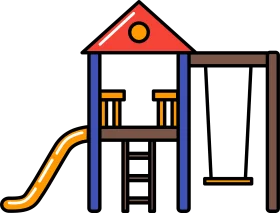 Colorful Playground Clipart with Slide, Swing, and Elevated Play Structure
