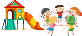 Playful Children Enjoying Colorful Playground Clipart with Slide and Fun