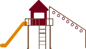 Playful Playground Clipart: Elevated Treehouse with Slide and Ladder Design
