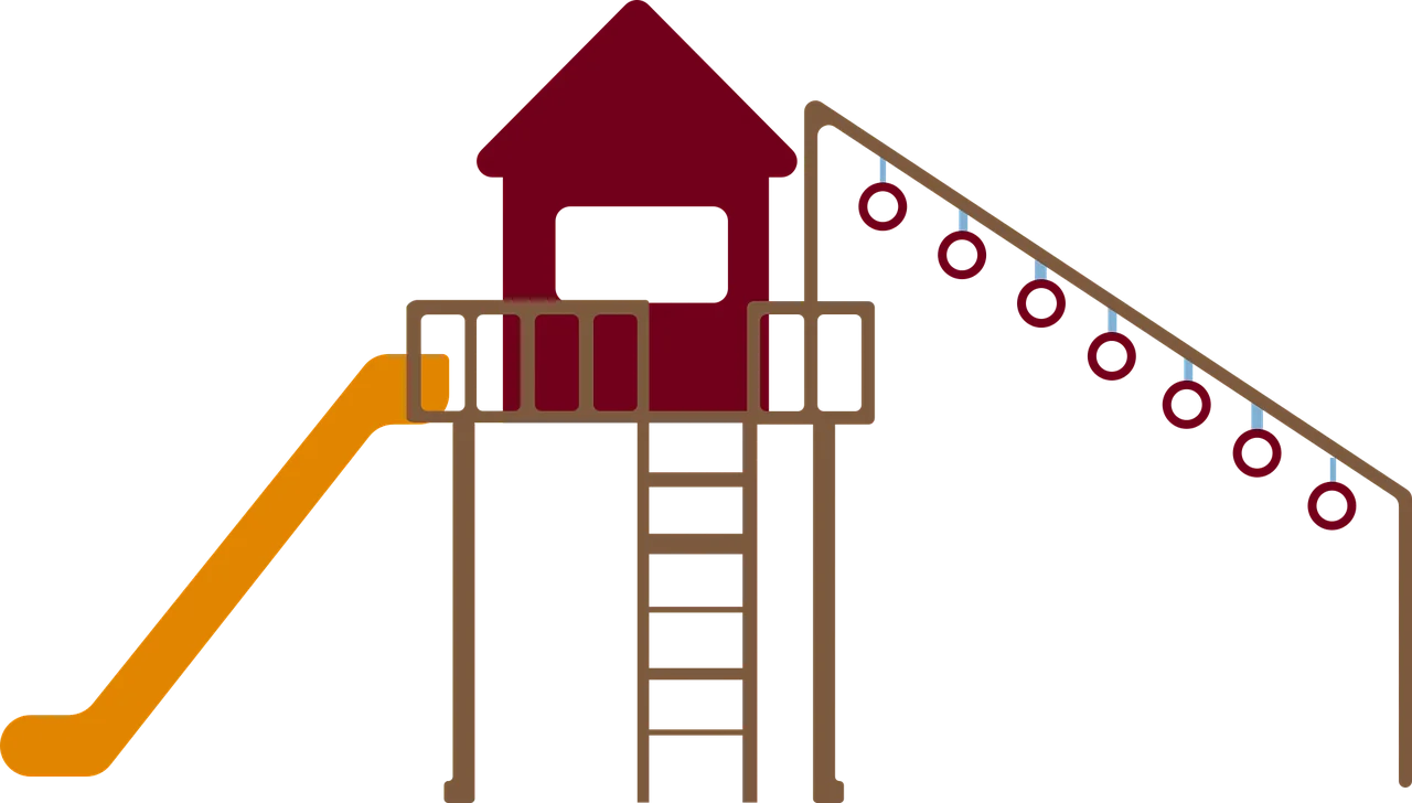Playful Playground Clipart: Elevated Treehouse with Slide and Ladder Design