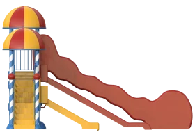 Playful Playground Clipart with Twisting Slide and Colorful Umbrella Canopy