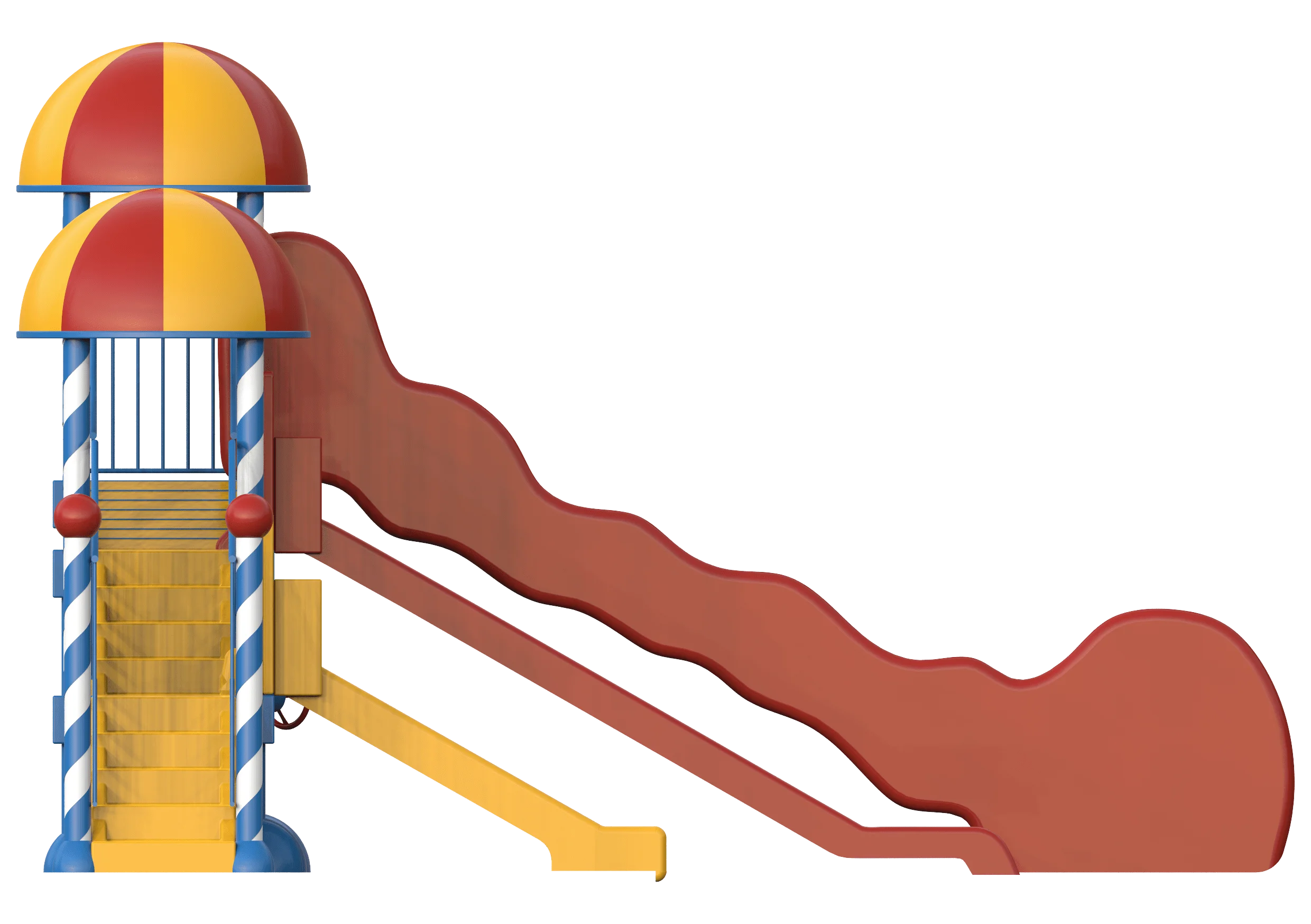 Playful Playground Clipart with Twisting Slide and Colorful Umbrella Canopy