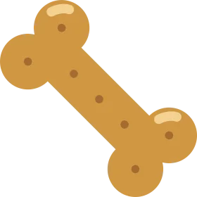 Golden-Brown Stylized Dog Bone Clipart Illustration with Rounded Ends