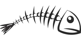 Minimalist Fish Skeleton Clipart - Simple Graphic Design Illustration