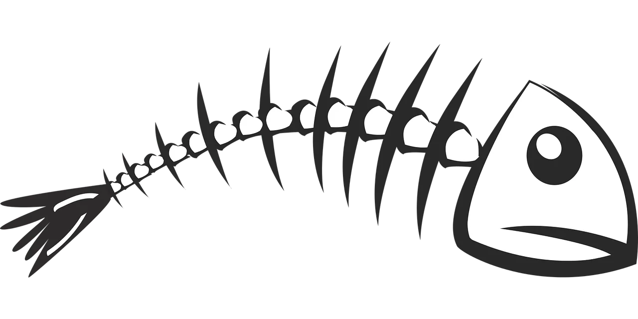 Minimalist Fish Skeleton Clipart - Simple Graphic Design Illustration