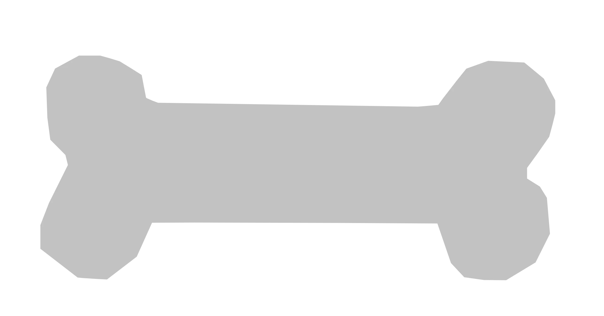 Minimalist Gray Dog Bone Clipart Design with Soft Rounded Edges