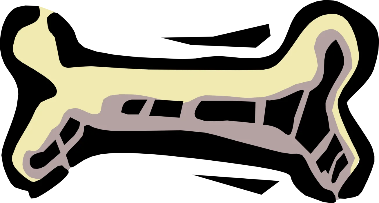 Stylized Anatomical Dog Bone Clipart with Unique Geometric Design
