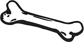 Stylized Black and White Classic Bone Clipart Design with Sleek Outline