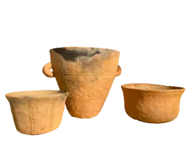 Ancient Clay Pottery Vessels Clipart - Rustic Archaeological Ceramic Collection