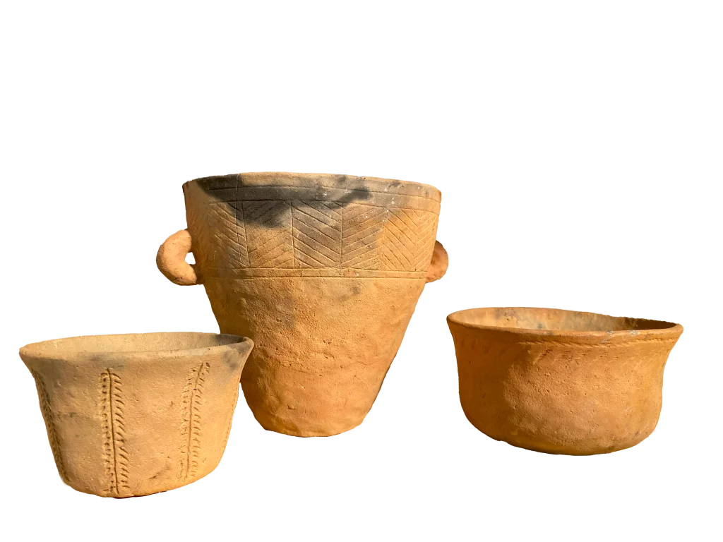 Ancient Clay Pottery Vessels Clipart - Rustic Archaeological Ceramic Collection