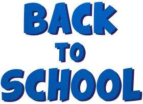 Back to School Bold Blue 3D Text Clipart Design for Educational Announcements
