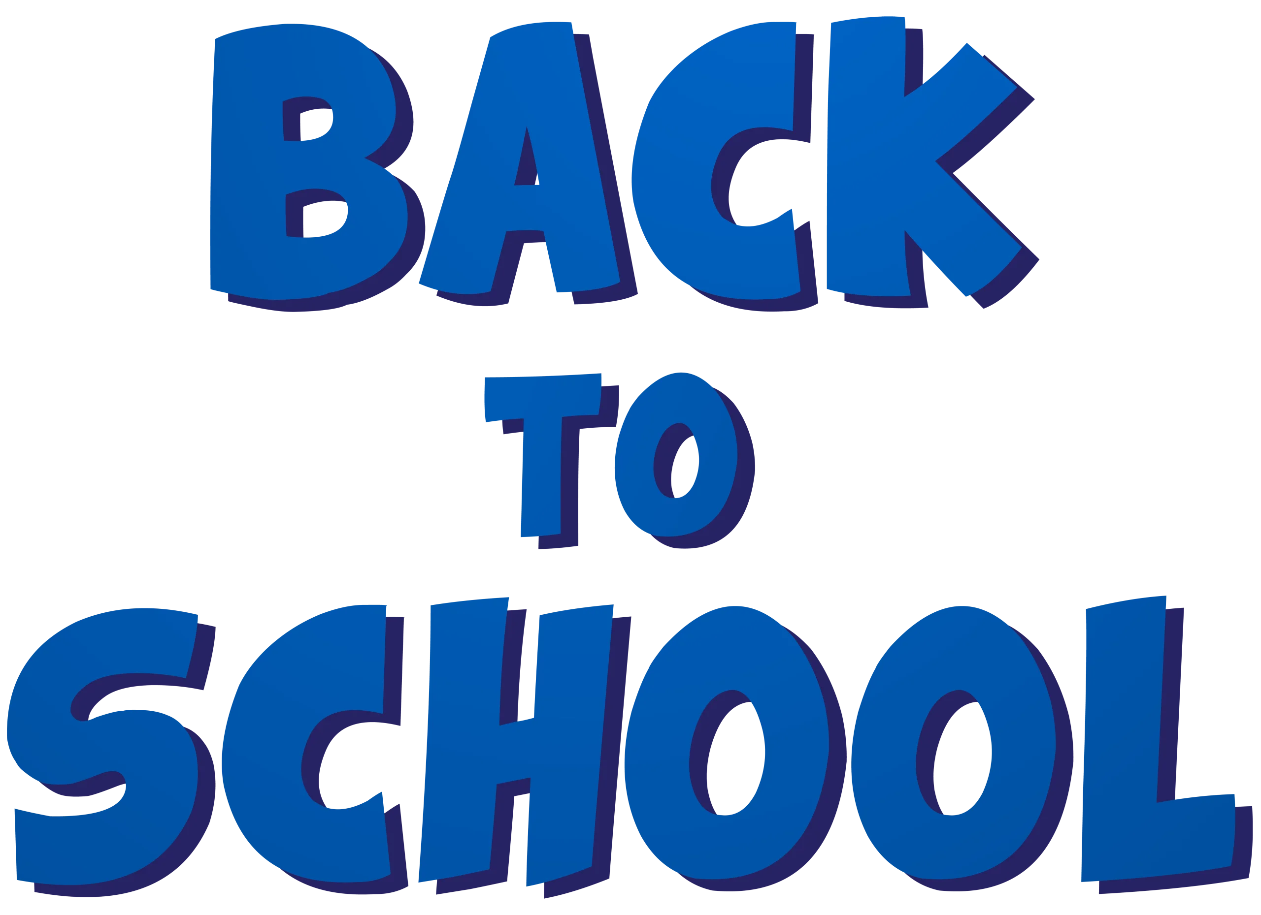 Back to School Bold Blue 3D Text Clipart Design for Educational Announcements