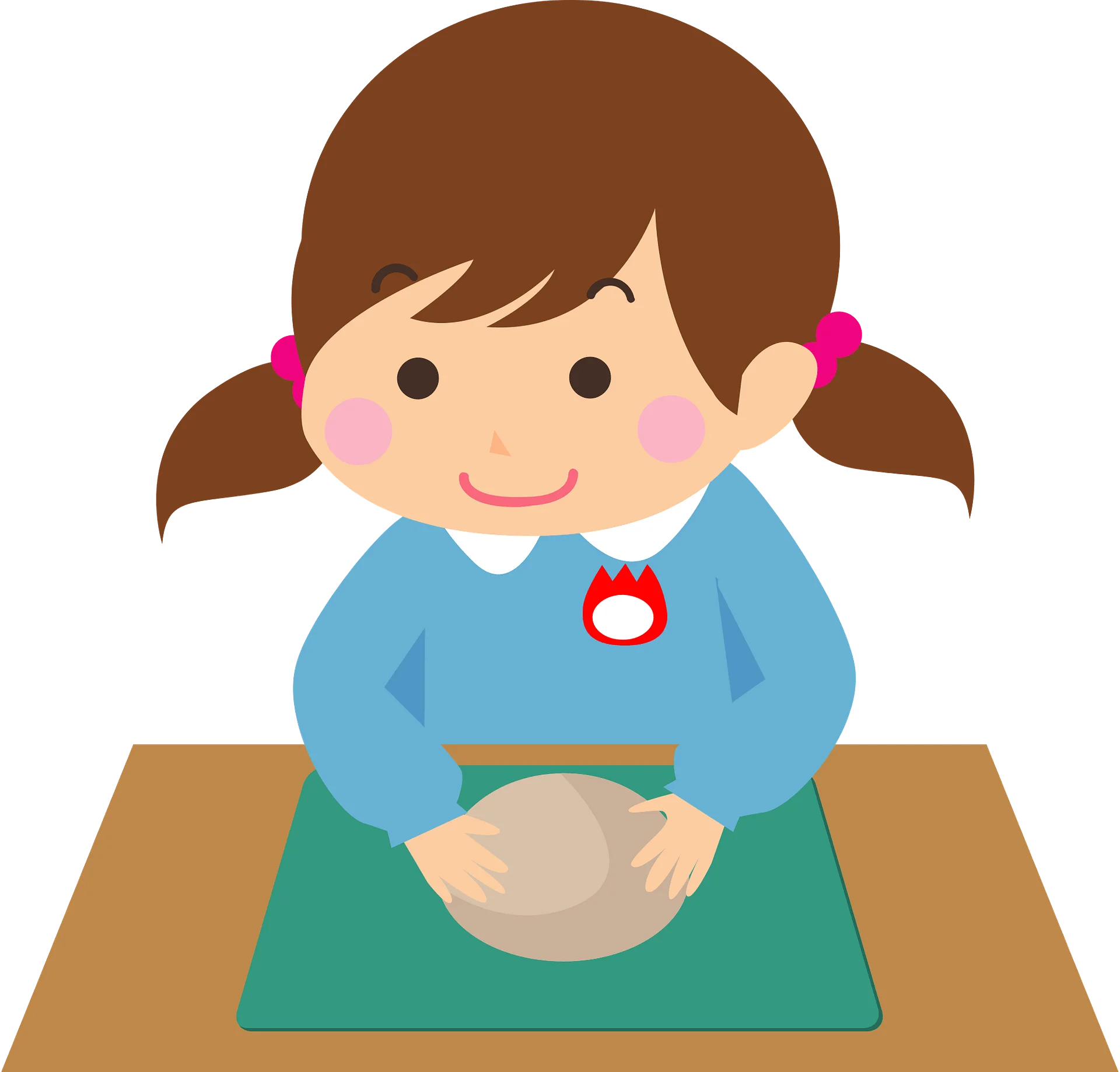 Cheerful Young Child Exploring Pottery Making with Clay Crafting Clipart Illustration