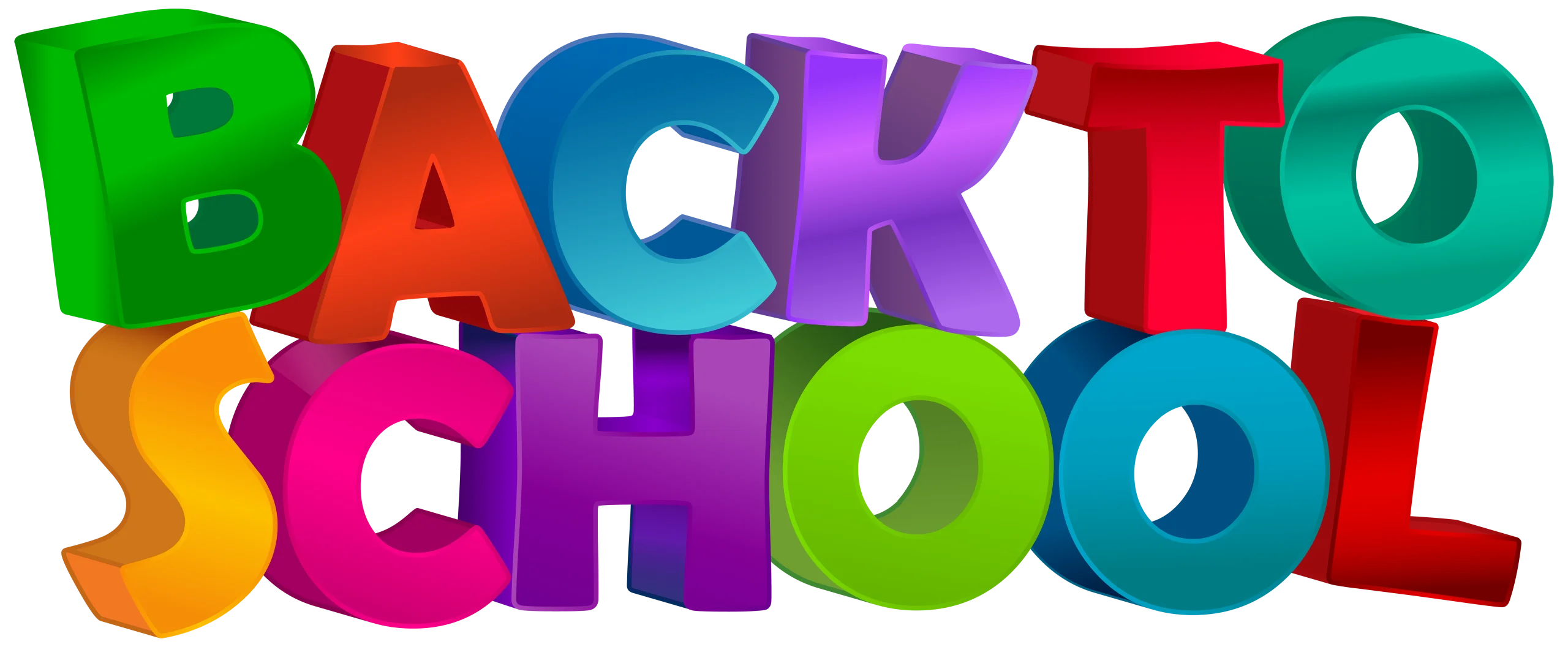 Colorful 3D Dimensional Back to School Clipart Typography Design