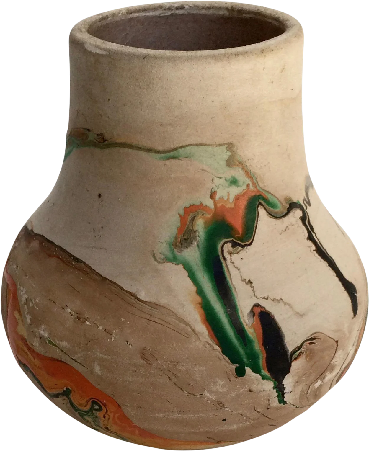 Handcrafted Ceramic Vase with Abstract Watercolor-Like Organic Clipart Design