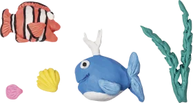 Handcrafted Marine Life Clay Clipart with Whimsical Sea Creatures and Elements