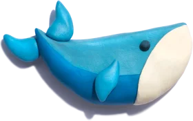 Playful Blue Whale Clay Clipart Sculpture with Whimsical Design