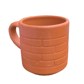 Rustic Terracotta Brick-Textured Ceramic Mug Clipart with Earthy Design