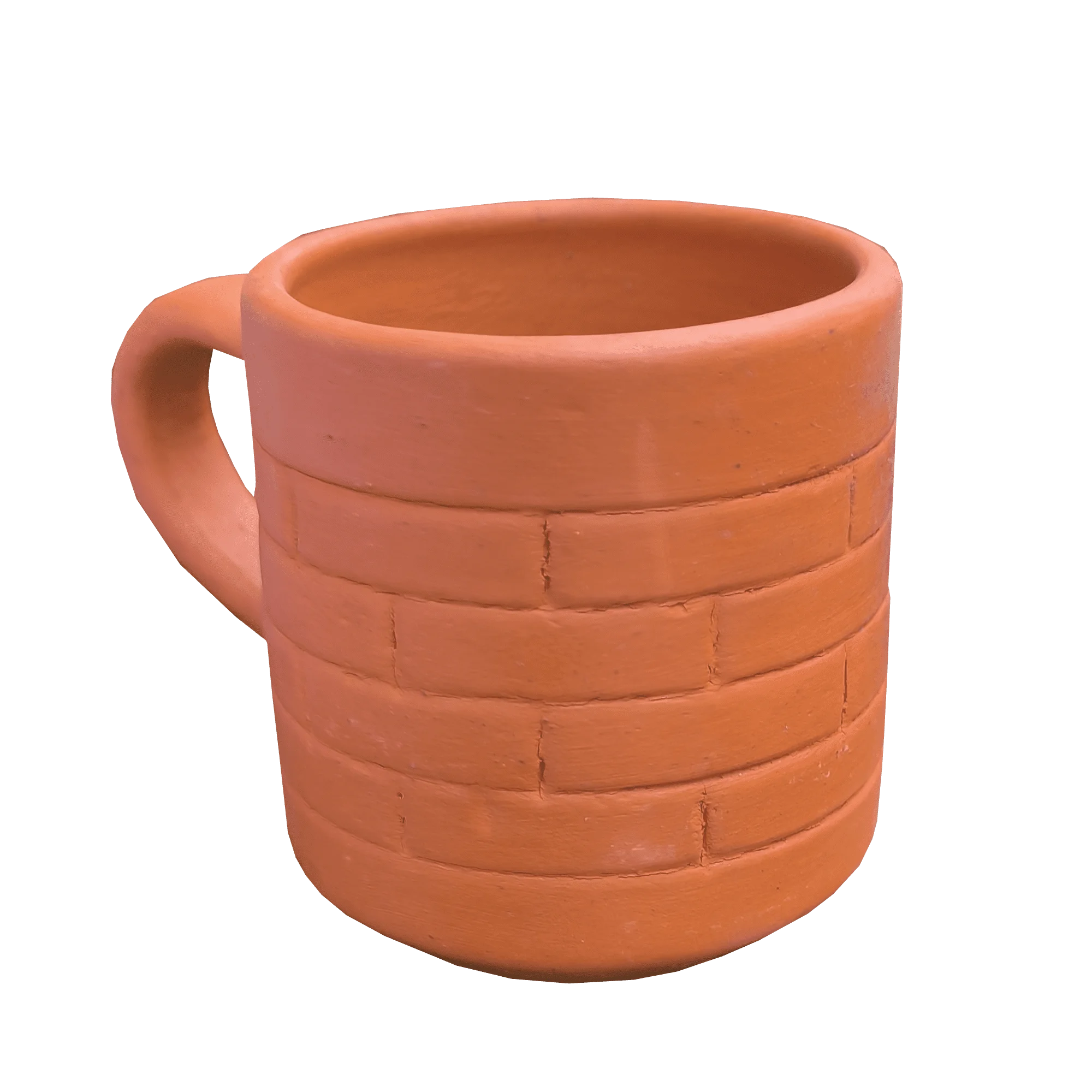 Rustic Terracotta Brick-Textured Ceramic Mug Clipart with Earthy Design