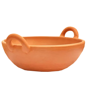 Rustic Terracotta Clay Serving Bowl Clipart with Curved Handles