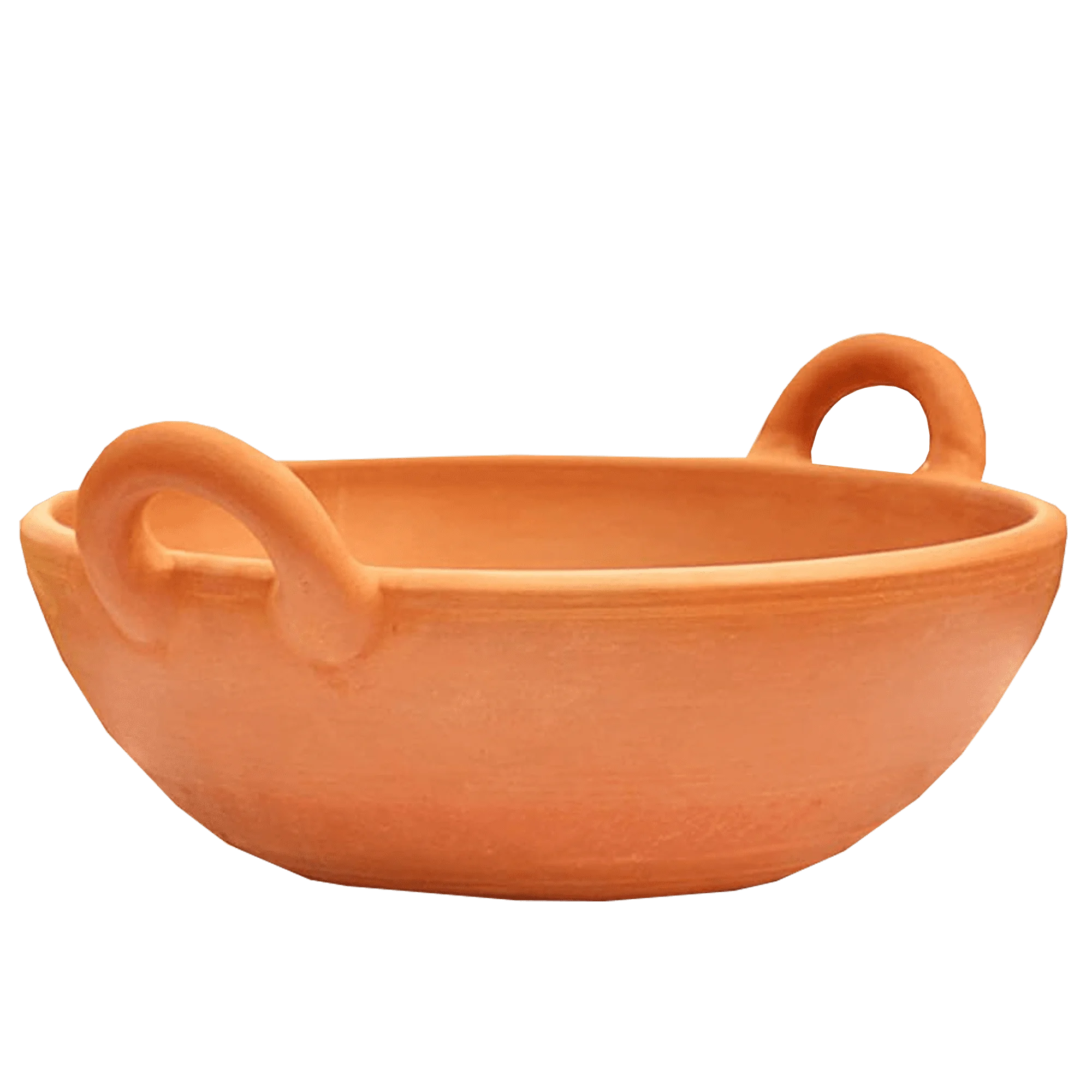 Rustic Terracotta Clay Serving Bowl Clipart with Curved Handles