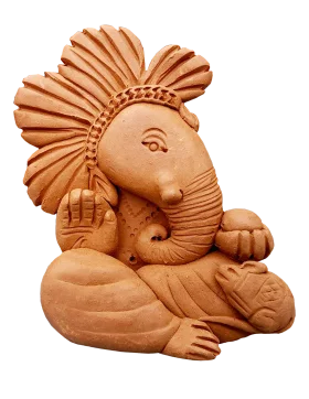 Terracotta Ganesha Sculpture Clipart - Traditional Clay Artisan Craftsmanship