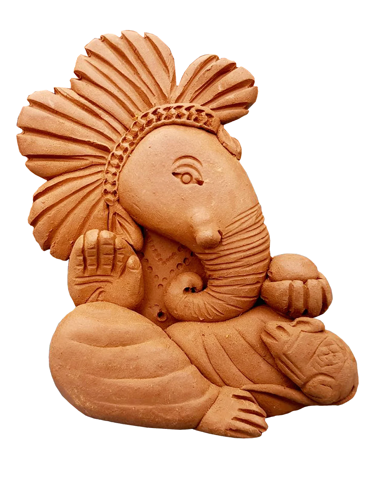 Terracotta Ganesha Sculpture Clipart - Traditional Clay Artisan Craftsmanship