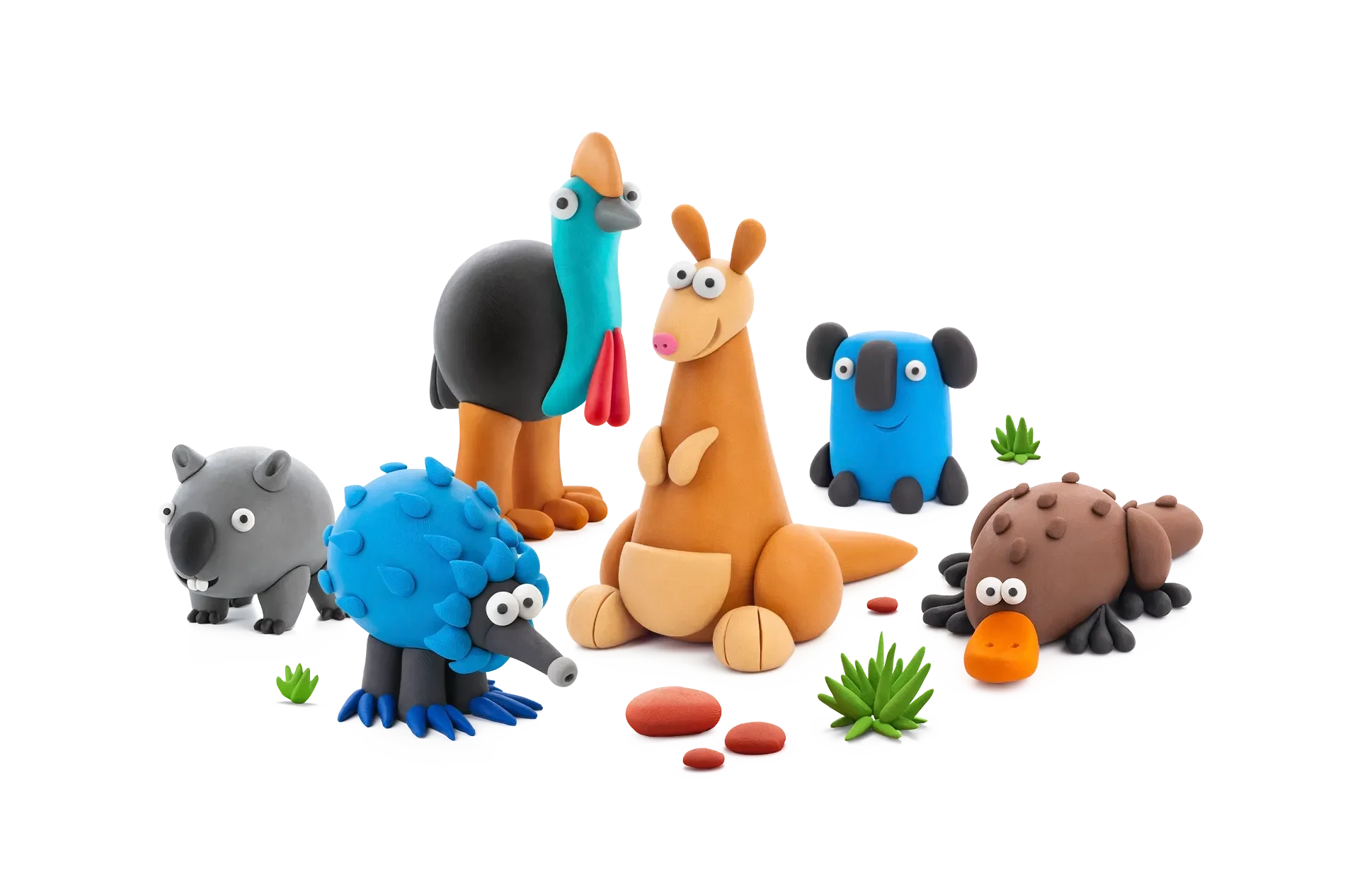 Whimsical Clay Creatures Clipart Collection: Playful Animal Friends Assembled