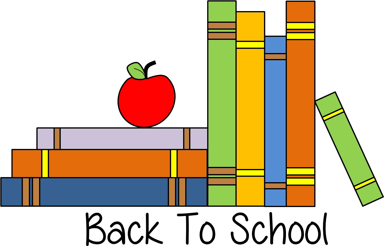 Cheerful Back to School Clipart Illustration with Colorful Books and Apple