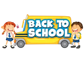 Cheerful Back to School Clipart Illustration with Yellow School Bus and Students