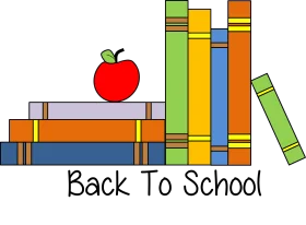 Cheerful Back To School Clipart with Colorful Books and Shiny Apple