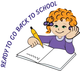 Cheerful Curly-Haired Student Preparing for Learning Adventure Clipart