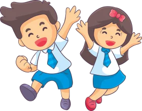 Cheerful Elementary Students Back to School Clipart Illustration with Excitement
