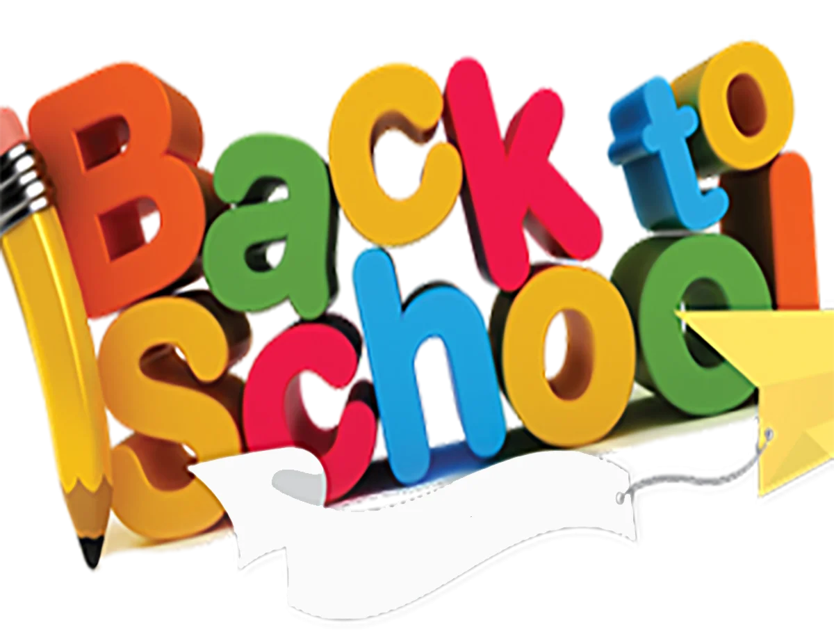 Colorful 3D Lettering Back to School Clipart Design with Pencil Accent