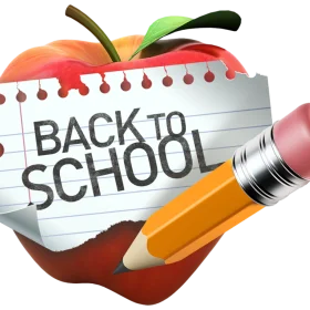 Colorful Back to School Clipart with Apple, Pencil, and Notebook Paper