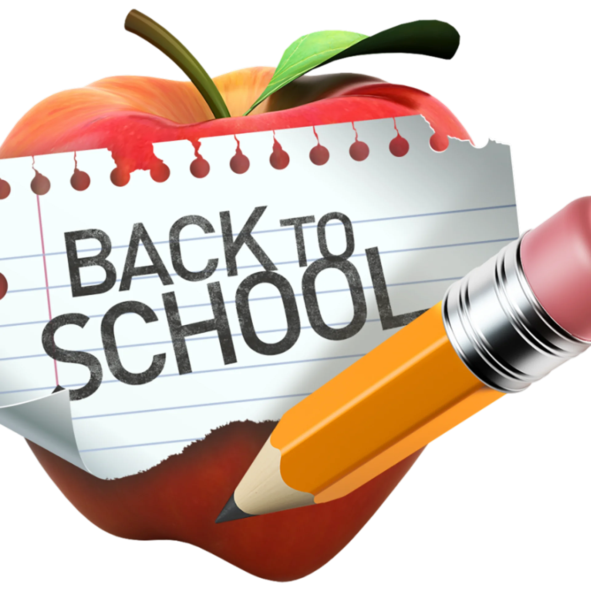 Colorful Back to School Clipart with Apple, Pencil, and Notebook Paper