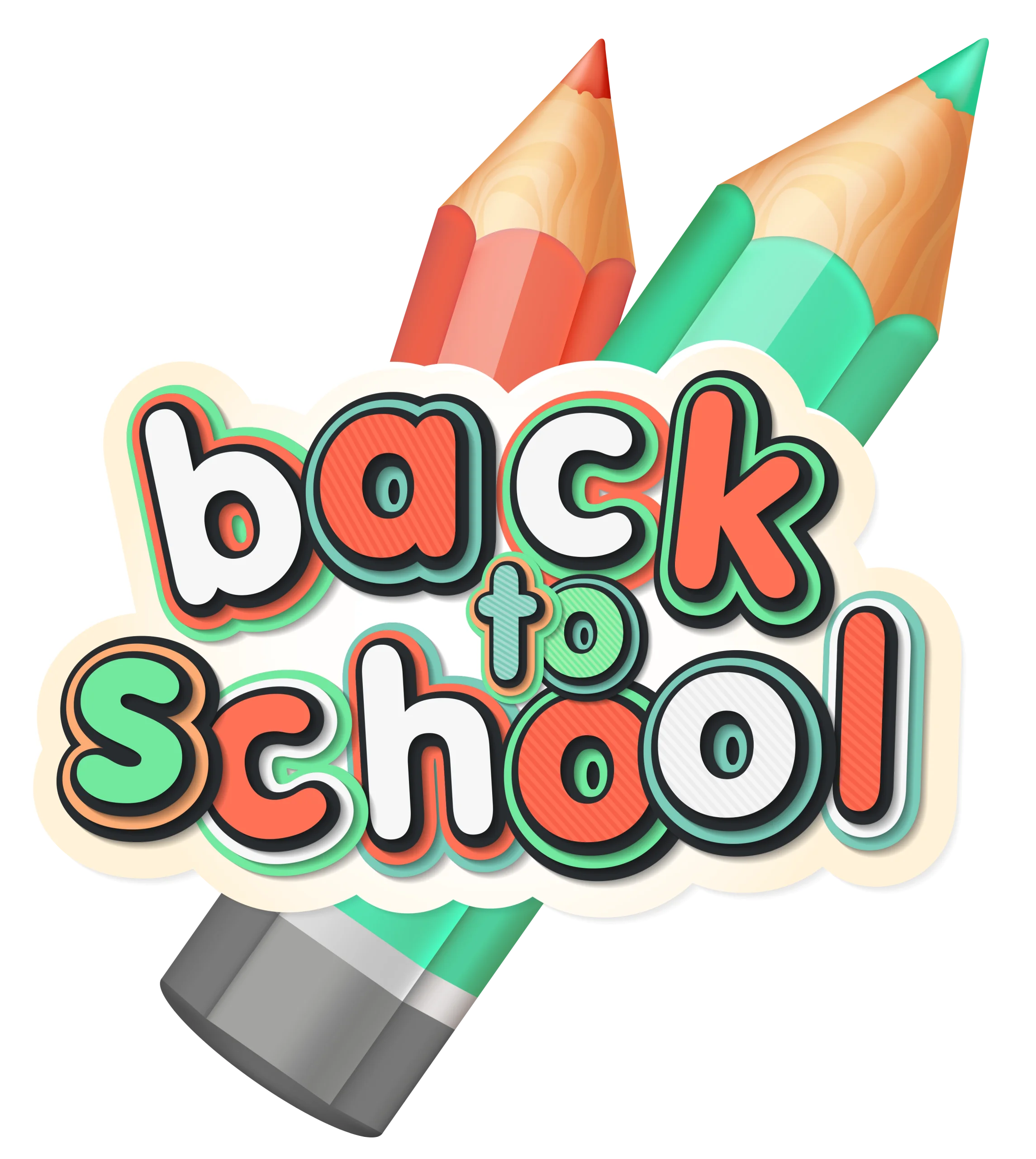 Colorful Back to School Pencil Clipart Design with Playful Typography