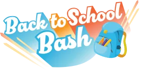 Playful and Colorful Back to School Bash Clipart Design with Energetic Typography