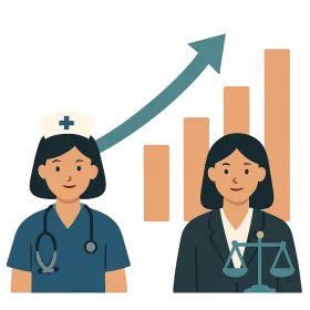 Professional Healthcare and Legal Workforce Growth Potential Clipart Illustration