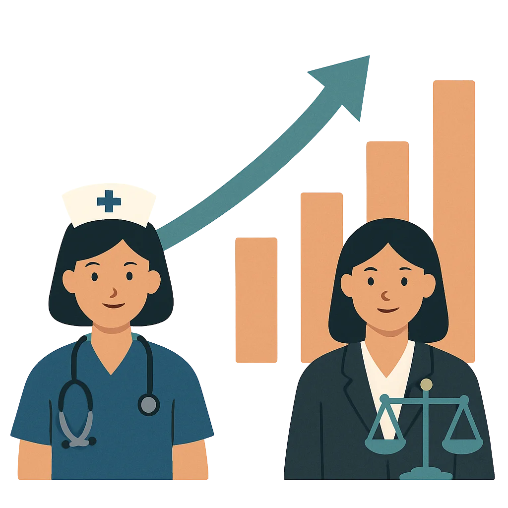 Professional Healthcare and Legal Workforce Growth Potential Clipart Illustration