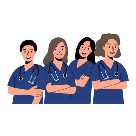 Professional Healthcare Team Clipart: Diverse Nurses Standing Together in Unity