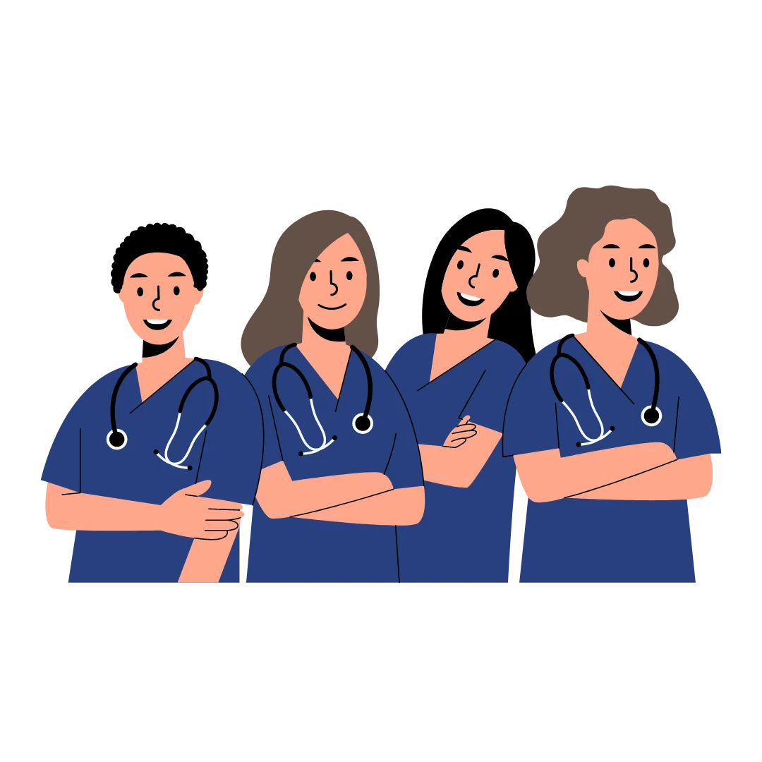 Professional Healthcare Team Clipart: Diverse Nurses Standing Together in Unity