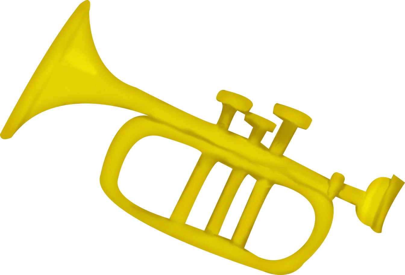Cheerful Sunshine Yellow Trumpet Clipart Illustration for Music Enthusiasts